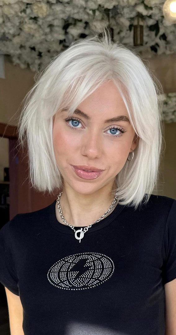 Platinum Shaggy Bob With Layers — Winter Hair Colors for Short Hair