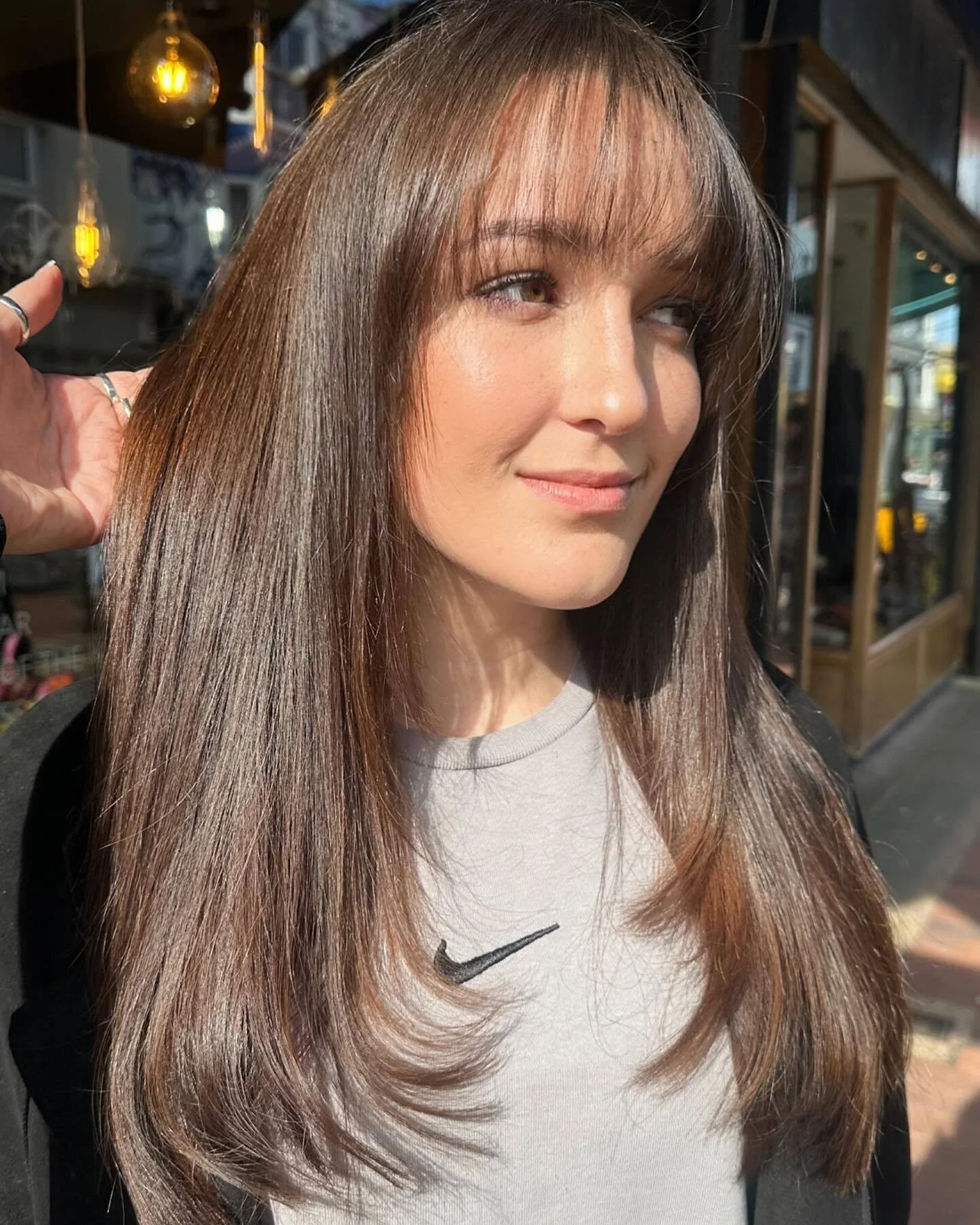 Polished Mid-Back With Curtain Bangs Polished Mid-Back With Curtain Bangs — Winter Haircuts for Thin Hair