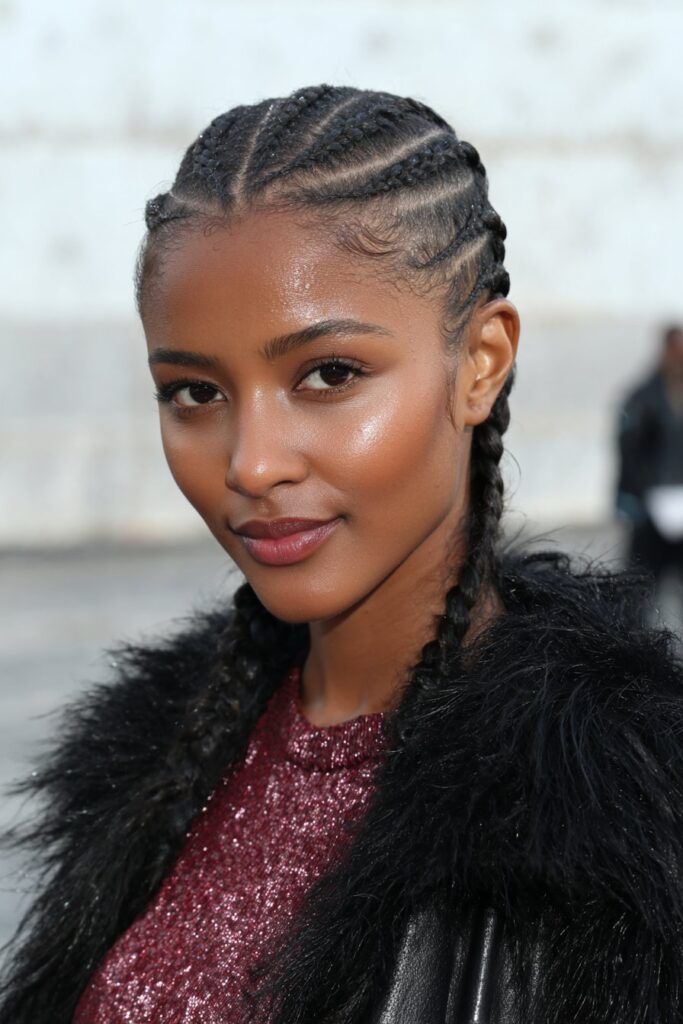 Dark Brown Braids With Purple Undertones — Winter Knotless Braids