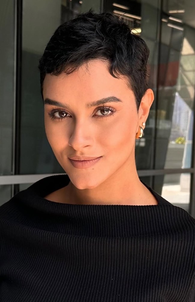 Wavy Jet Black Pixie With Side Fringe Wavy Jet Black Pixie With Side Fringe — Jet Black Hair
