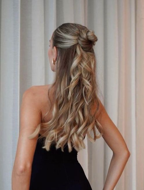 Blonde Half-Up Twisted Bun — Winter Date Night Hairstyles