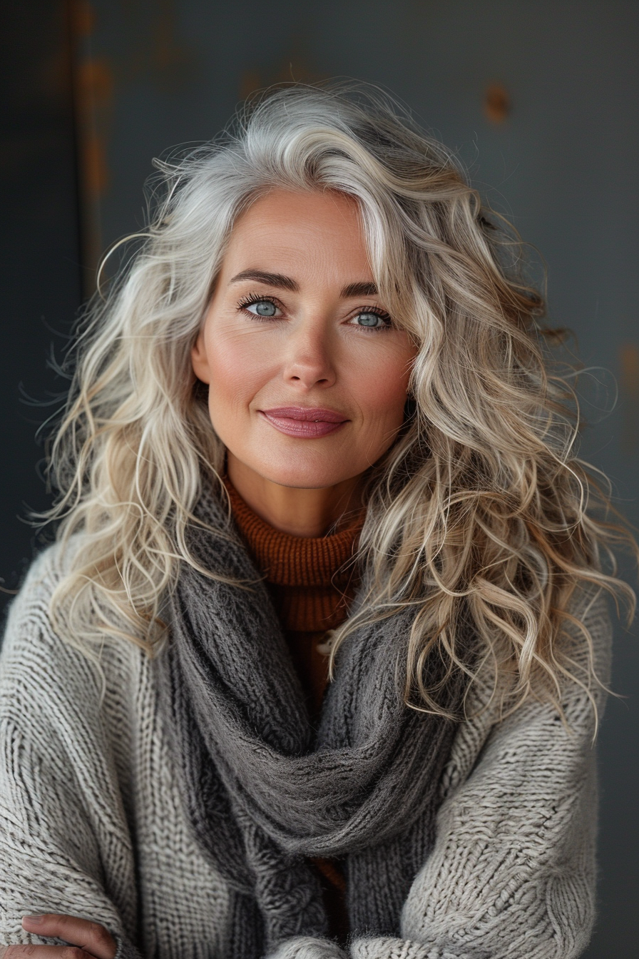 Layered Ash Blonde Bob with Full Fringe — Winter Hairstyles for Women Over 50