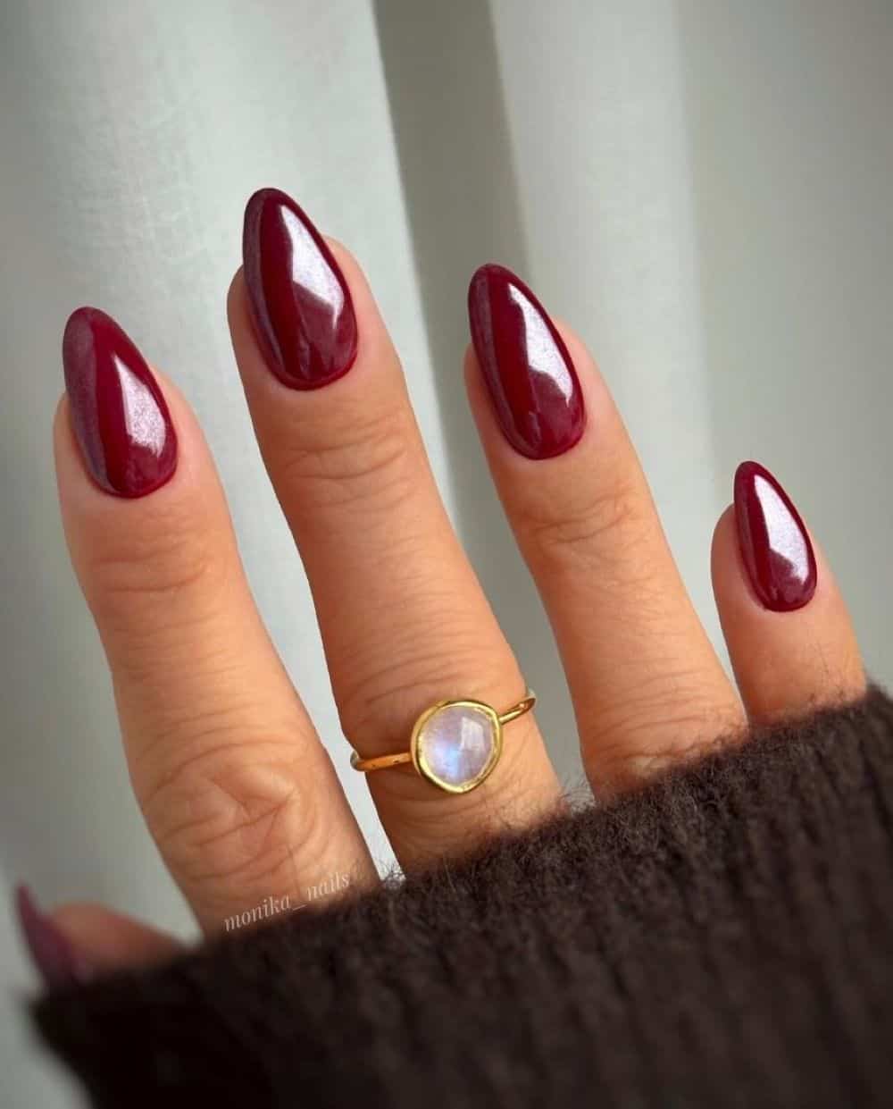 Medium Oval Deep Burgundy Nails Medium Oval Deep Burgundy Nails — Everyday Winter Nails
