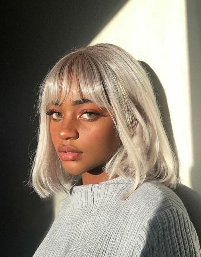 Ash Blonde Bob With Blunt Bangs — Winter Haircuts for Girls