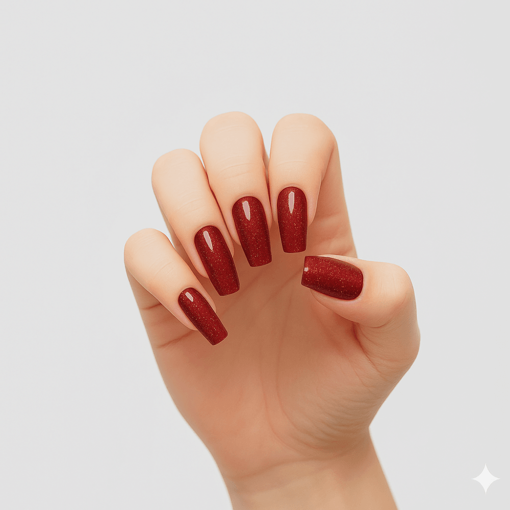 Deep Red Glitter Long Coffin Nails Deep Red Glitter Long Coffin Nails — Winter Gel Nail Colors