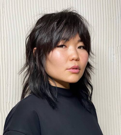 Dark Brown Visual Idea Dark Brown Visual Idea — Winter Haircuts for Round Faces