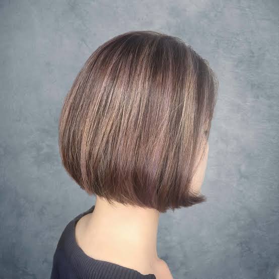 Chin-Length Bob with Cool Highlights Chin-Length Bob with Cool Highlights — Mushroom Brown Hair