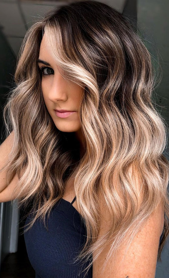 Layered Collarbone Cut With Blonde Balayage Layered Collarbone Cut With Blonde Balayage — Winter Balayage
