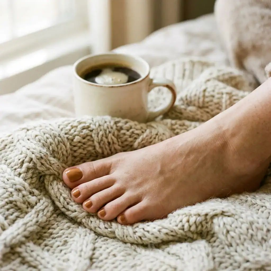 Caramel Brown Cozy Blanket — Winter Pedicure Colors