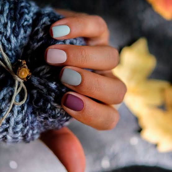 Muted Matte Winter Color Block Short Squares Muted Matte Winter Color Block Short Squares — Winter Matte Nails