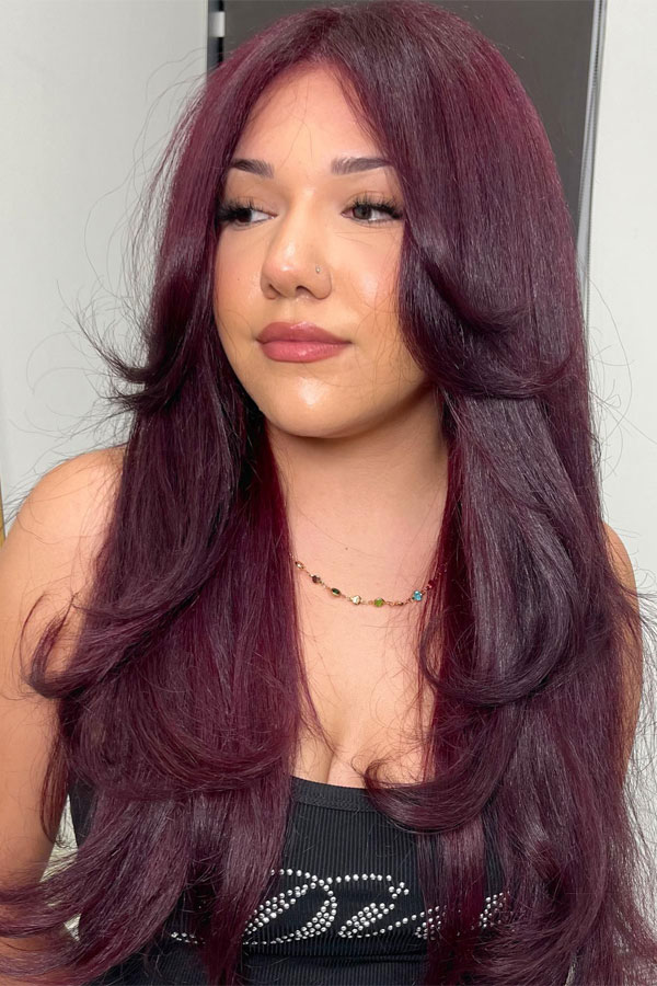 Mid-Back Deep Plum Burgundy Waves Mid-Back Deep Plum Burgundy Waves — Burgundy Hair Color
