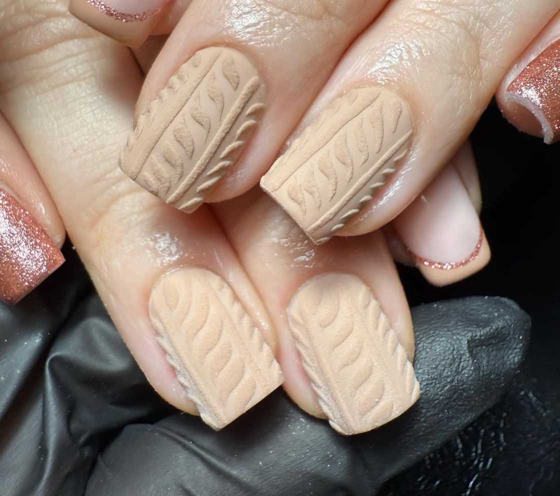 Nude Beige All-Over Cable Knit Nude Beige All-Over Cable Knit — Sweater Nails