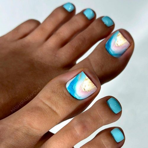 Abstract Art on Light Blue Abstract Art on Light Blue — Winter Toe Nails