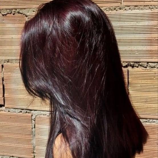 Sleek Chin-Length Bob in Uniform Cherry Cola — Cherry Cola Hair Color