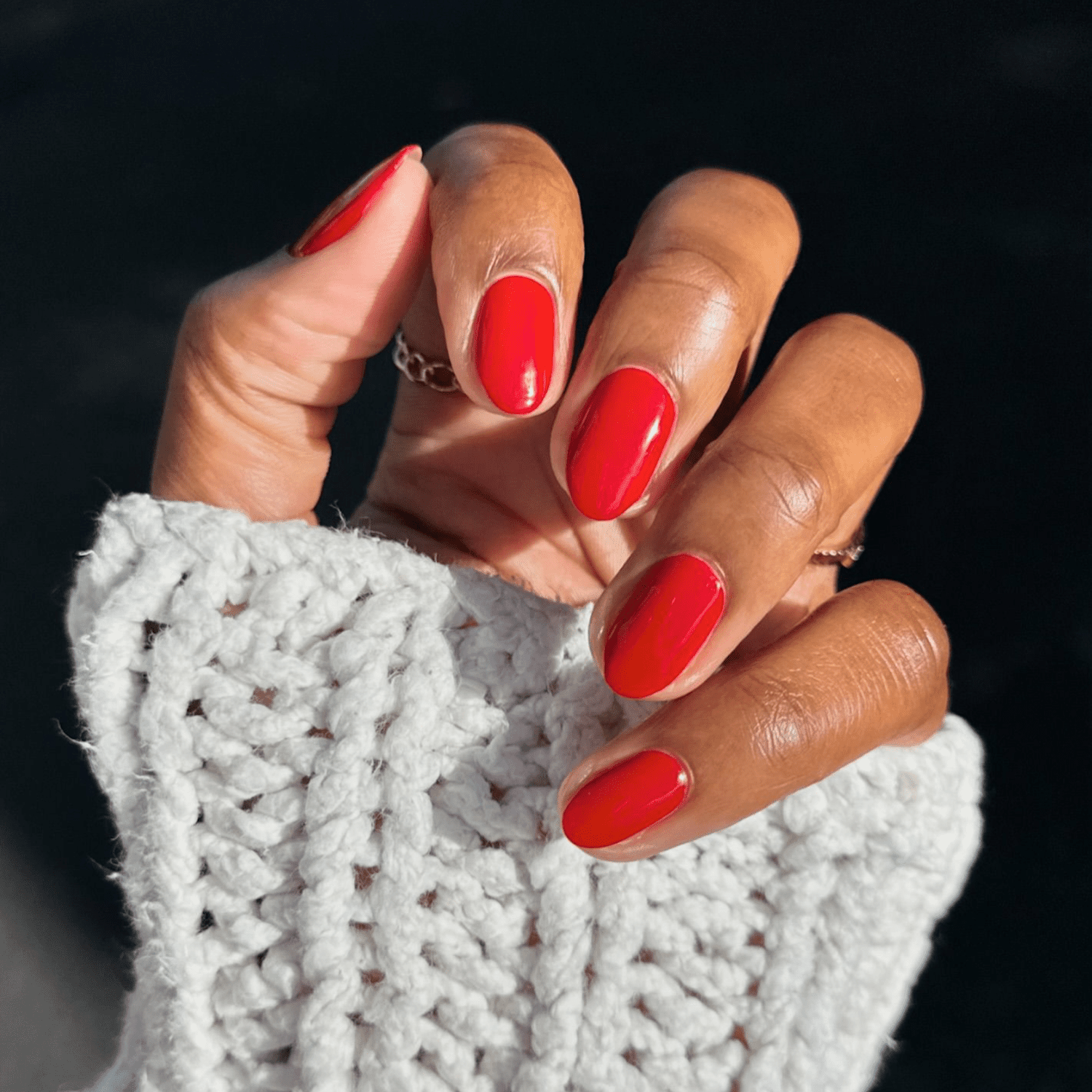 Vibrant Red Glossy Short Squoval Vibrant Red Glossy Short Squoval — Winter Nail Colors for Women Over 50