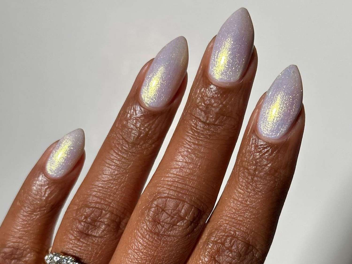 Pale Lilac Iridescent Shimmer Stilettos Pale Lilac Iridescent Shimmer Stilettos — Winter Acrylic Nails