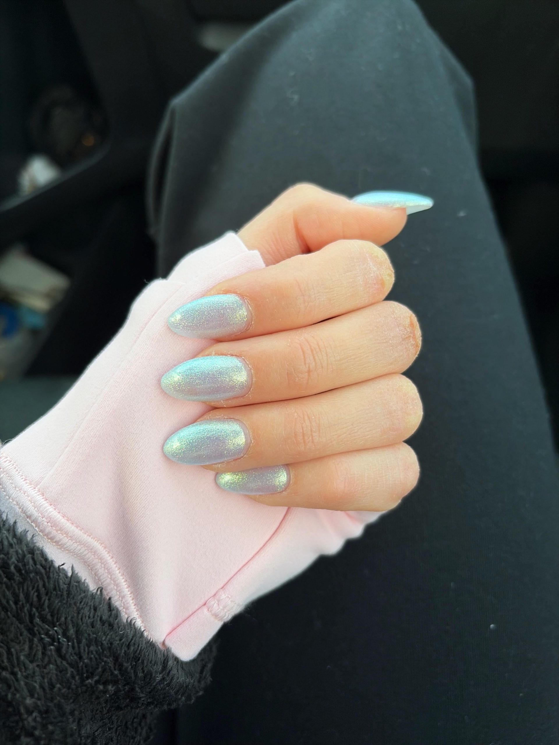Short Square Snowflakes and Glitter — Icy Blue Nails