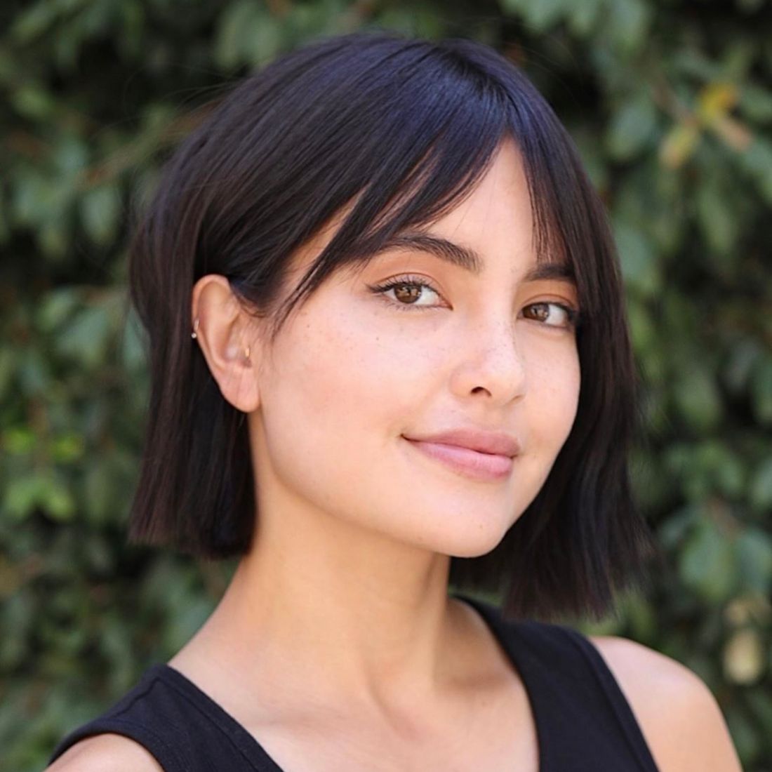 Blunt Black Bob With Fringe Blunt Black Bob With Fringe — Winter Hairstyles for Short Hair