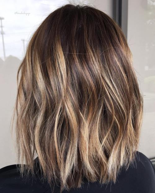 Wavy Bob With Dark Brown And Blonde Highlights — Blonde to Brunette Hair