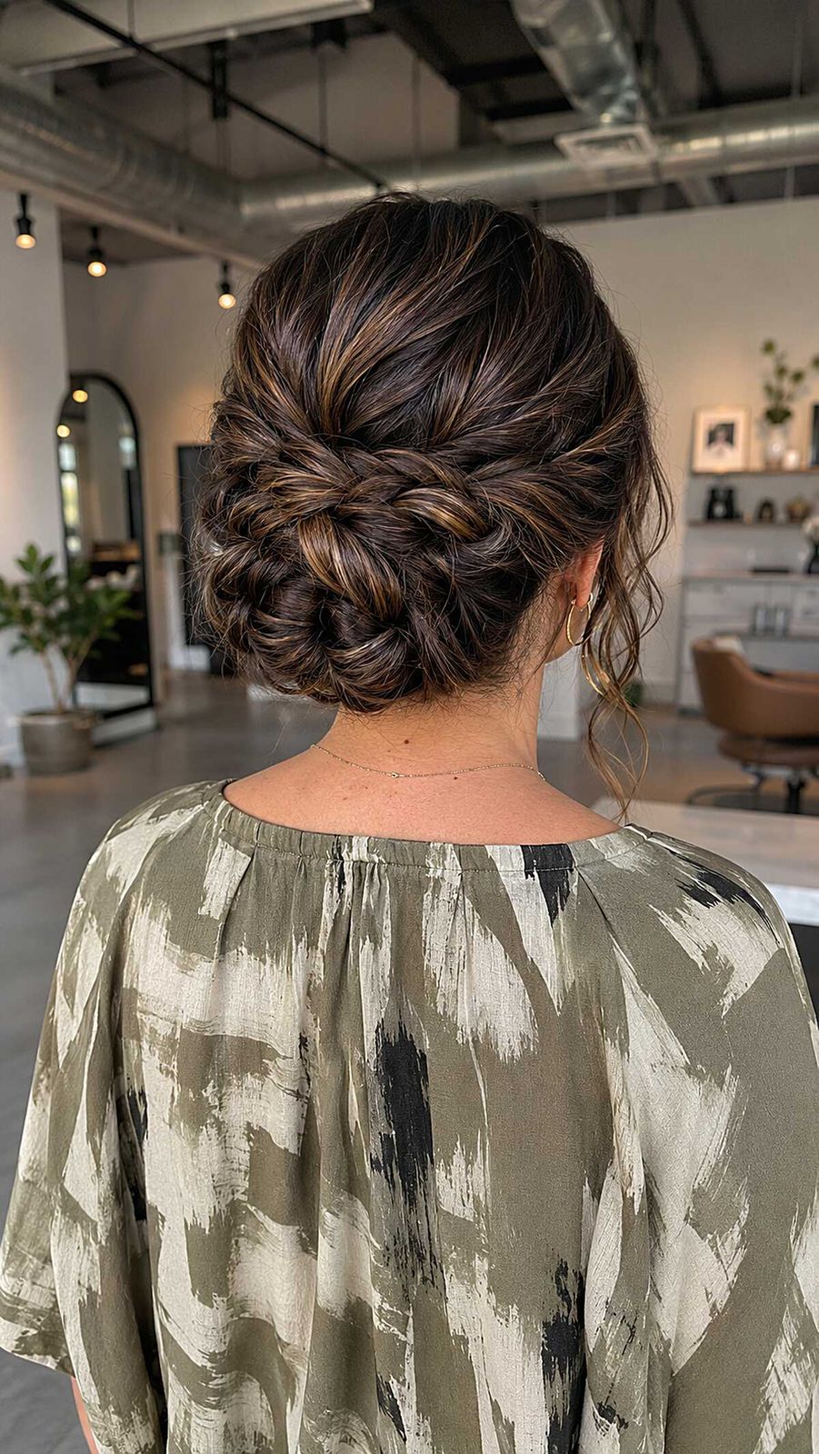 Thick Dark Brown Twisted Updo With Braids — Winter Formal Hairstyles