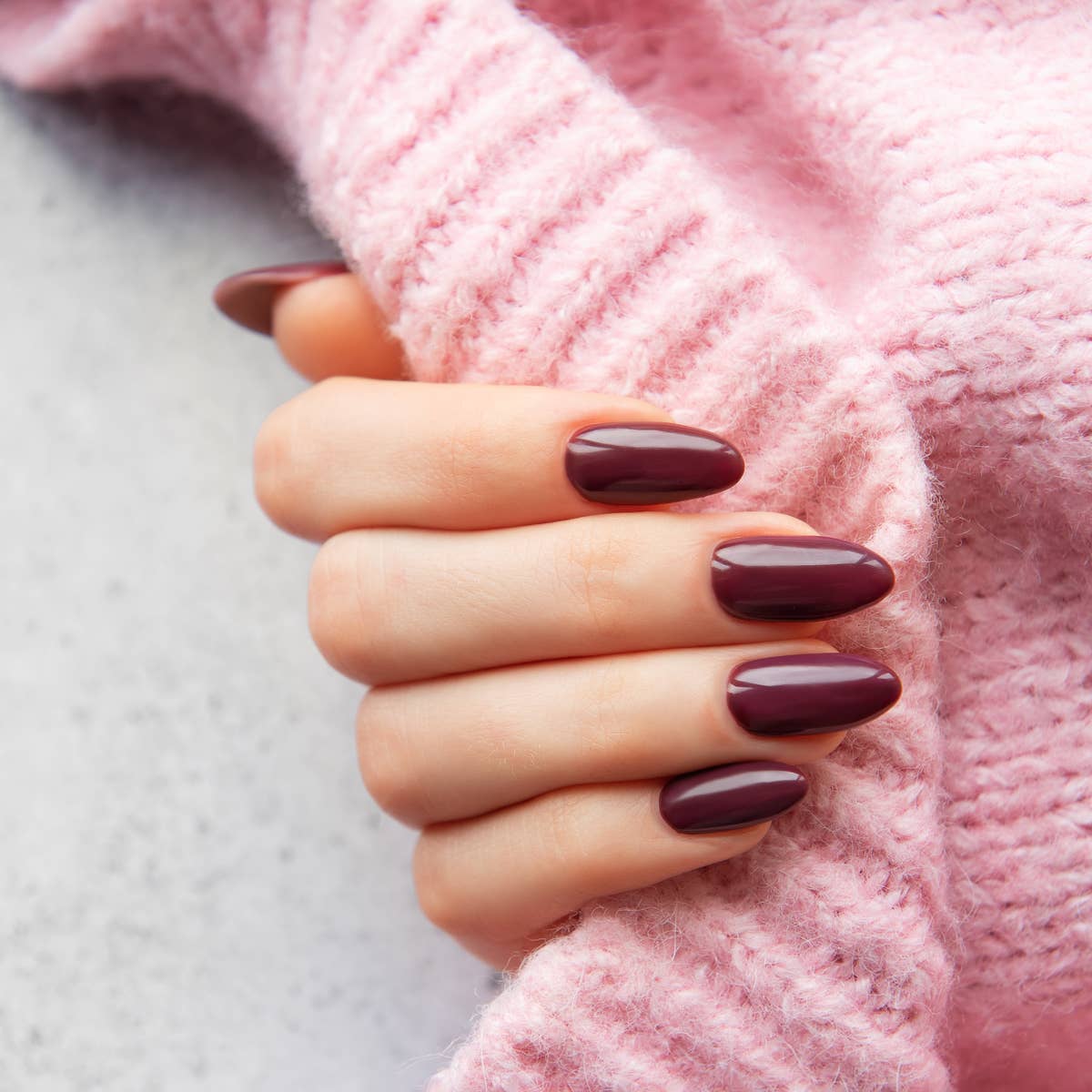 Deep Rich Burgundy Glossy Nails — Winter Nail Colors for Women Over 40