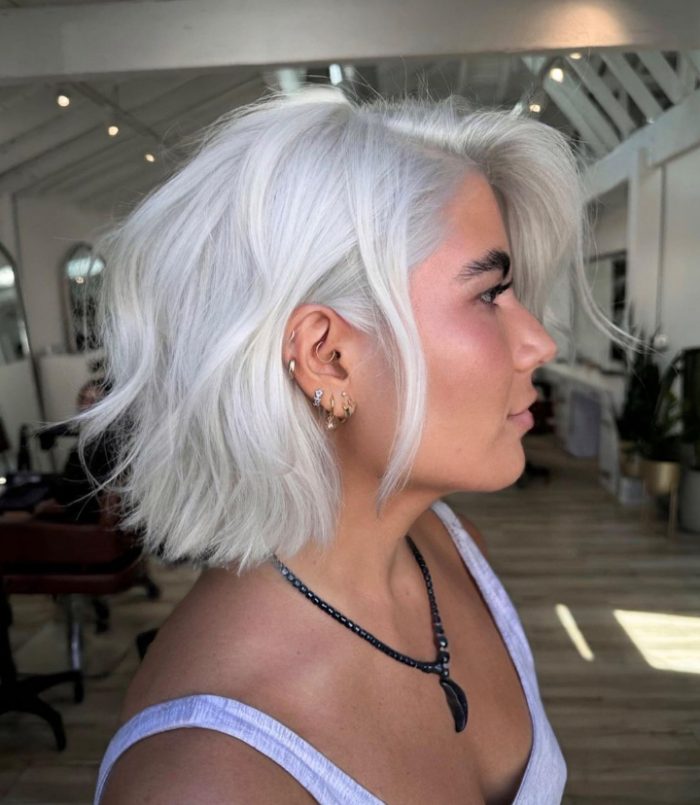 Icy White Blonde Bob — Winter Hair Colors for Blondes