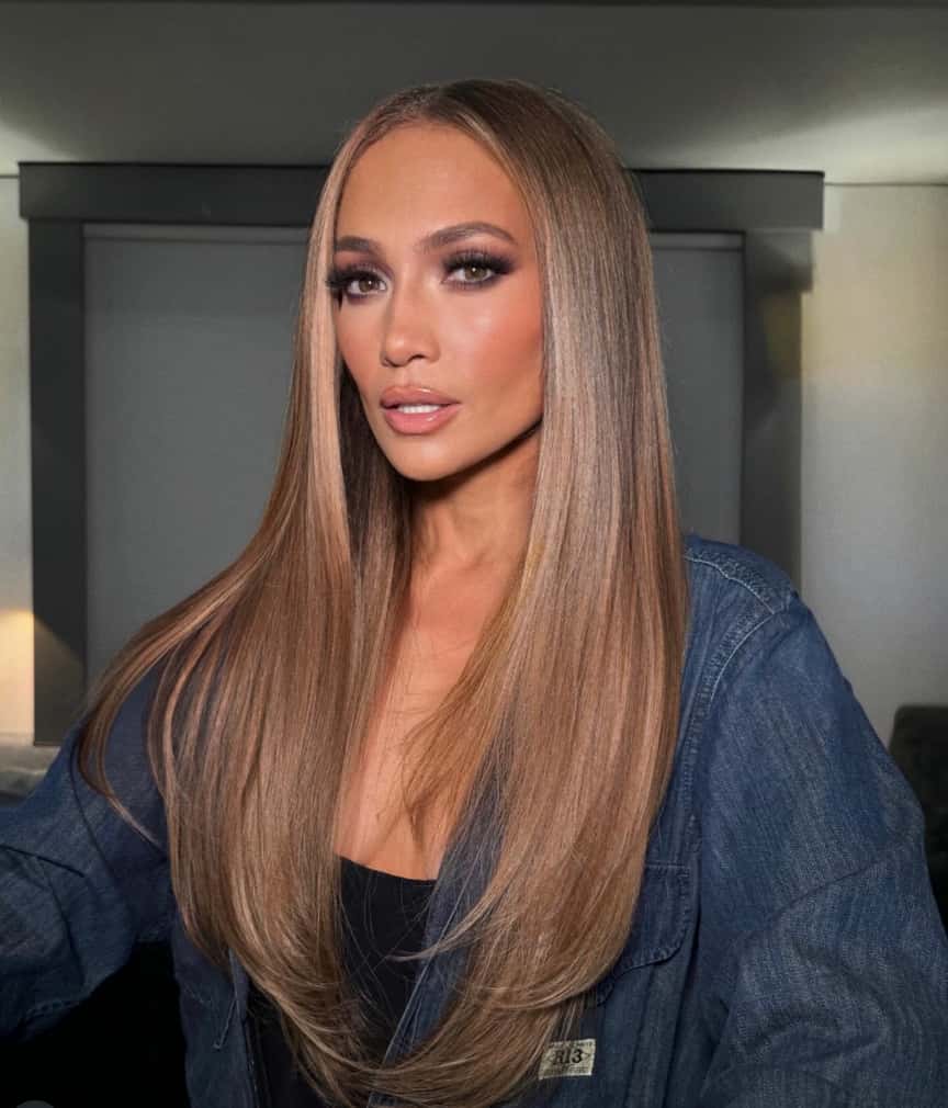 Mid-Back Warm Blonde with Balayage — Winter Haircuts for Straight Hair
