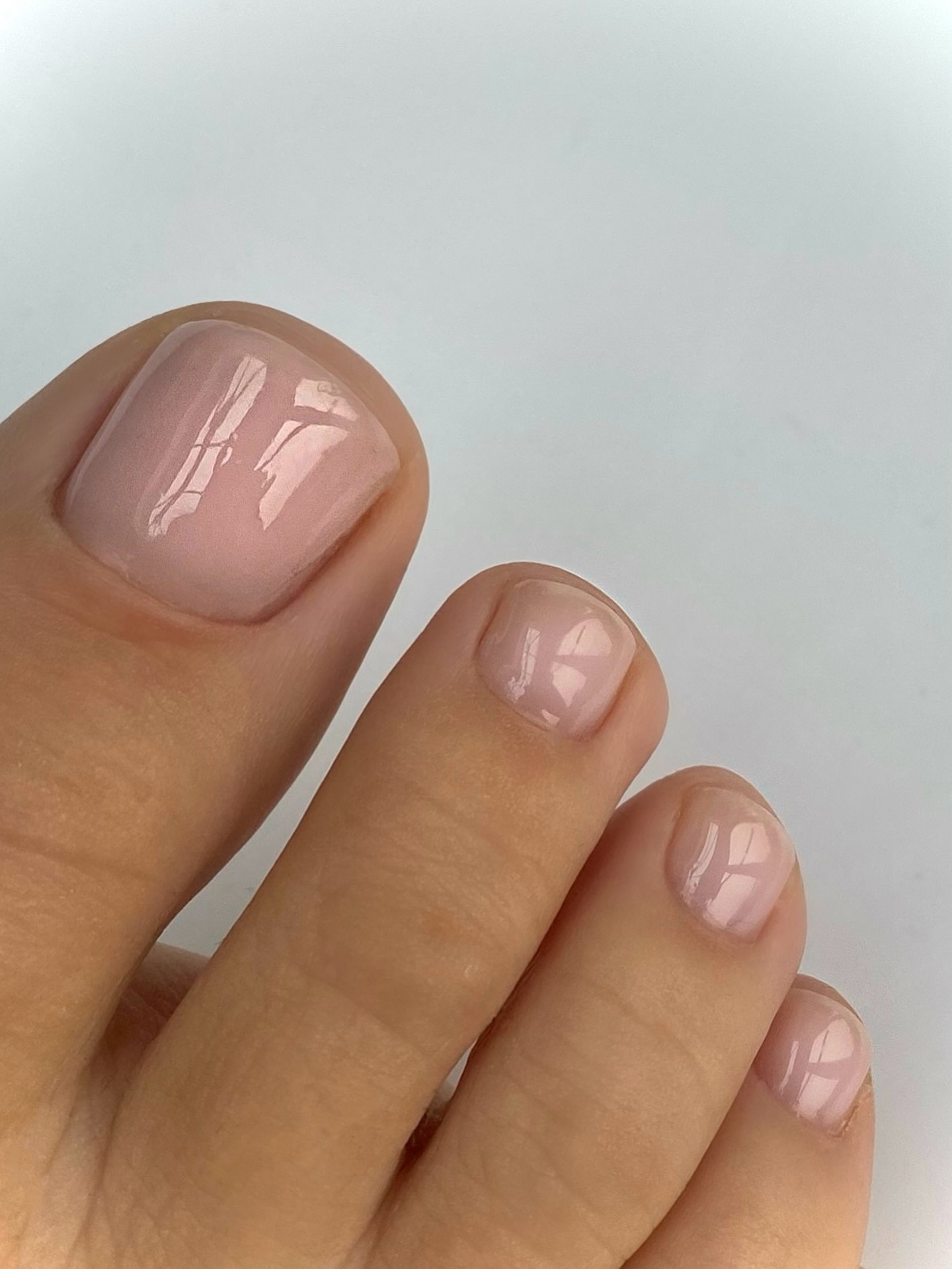 Classic French Milky Pink Short Square — Winter Pedicure Colors