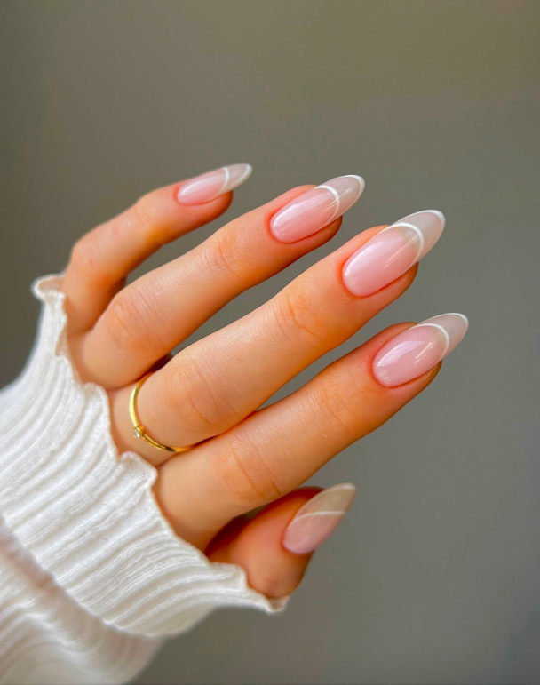 Classic French Almond Nails Classic French Almond Nails — Classy Winter Nails