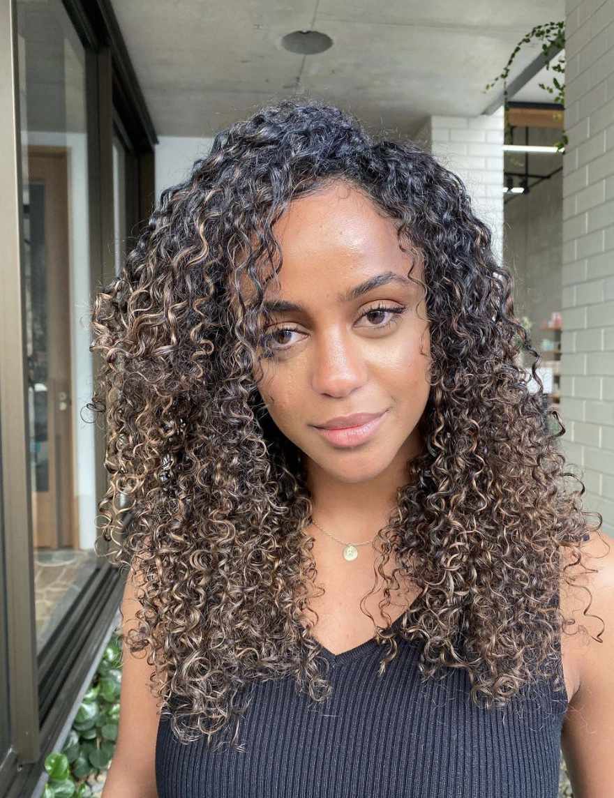 Dark Brown With Caramel Balayage Dark Brown With Caramel Balayage — Winter Hair Colors for Curly Hair