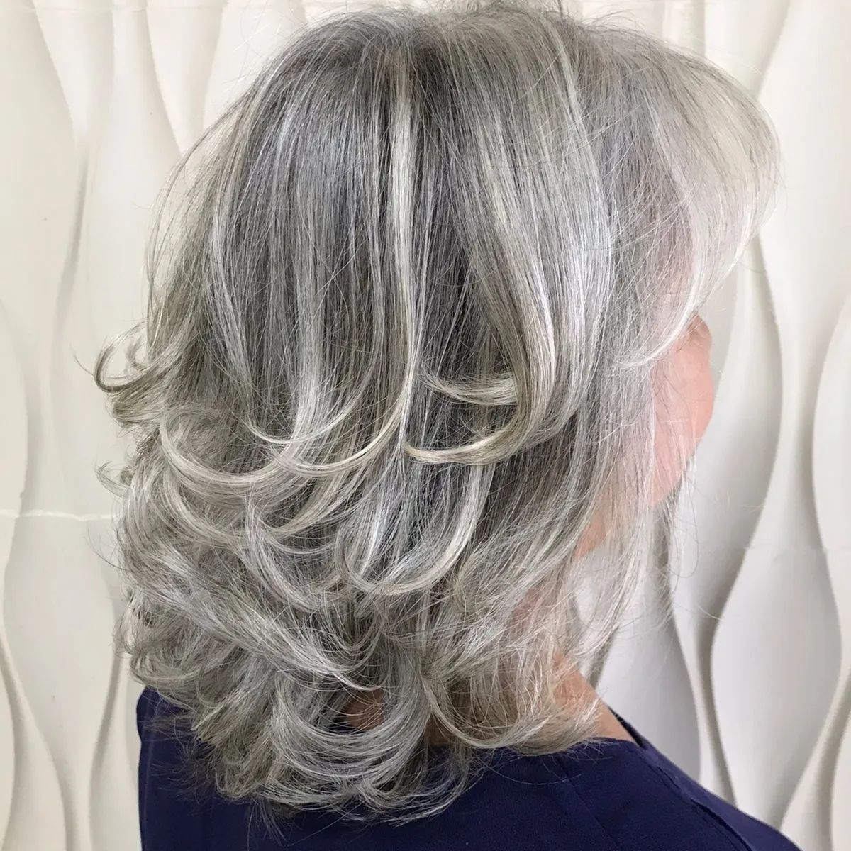 Silver With Lighter Grey Highlights Silver With Lighter Grey Highlights — Winter Hair Colors for Gray Hair