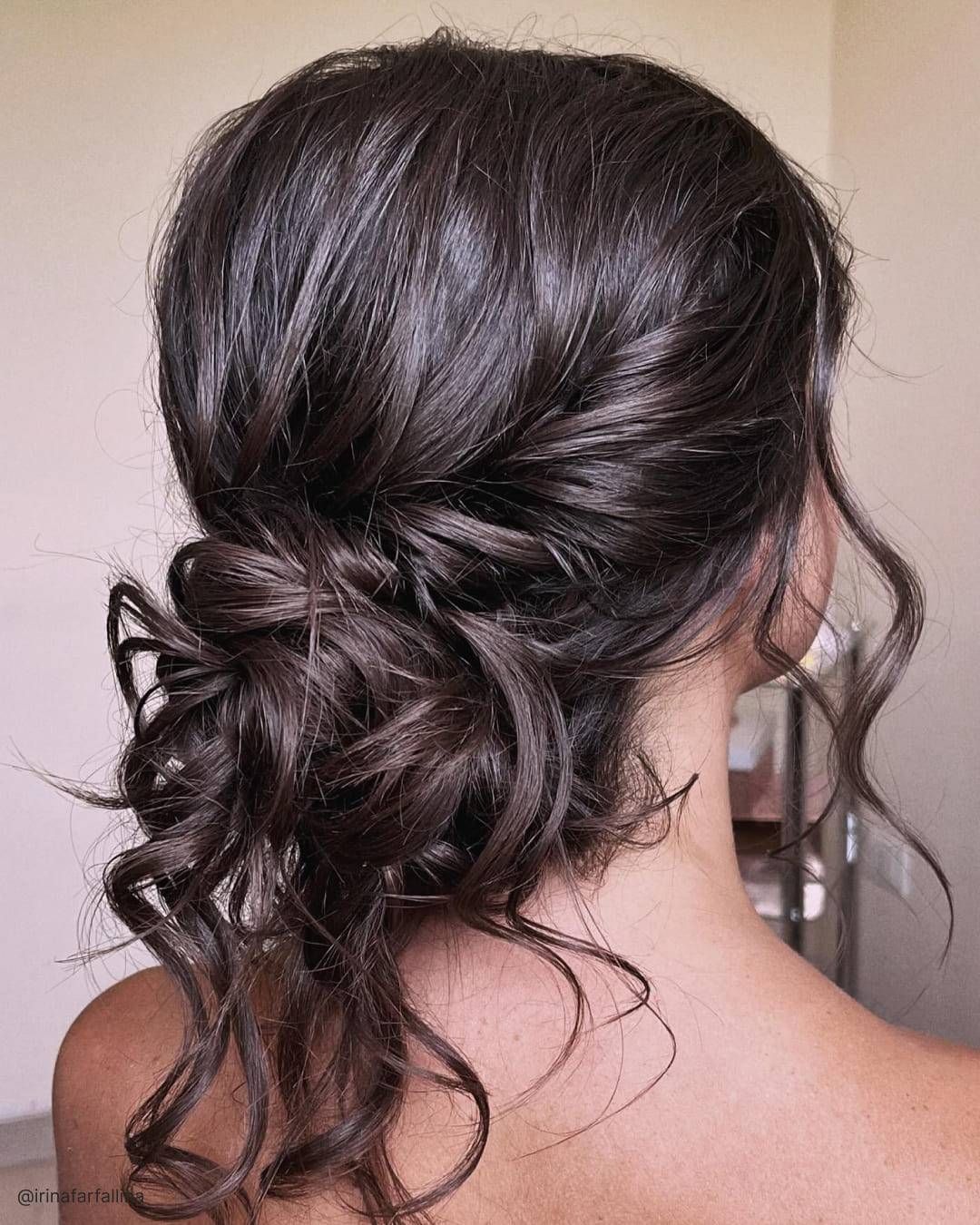 Low Messy Bun with Loose Curls — Winter Bun Hairstyles