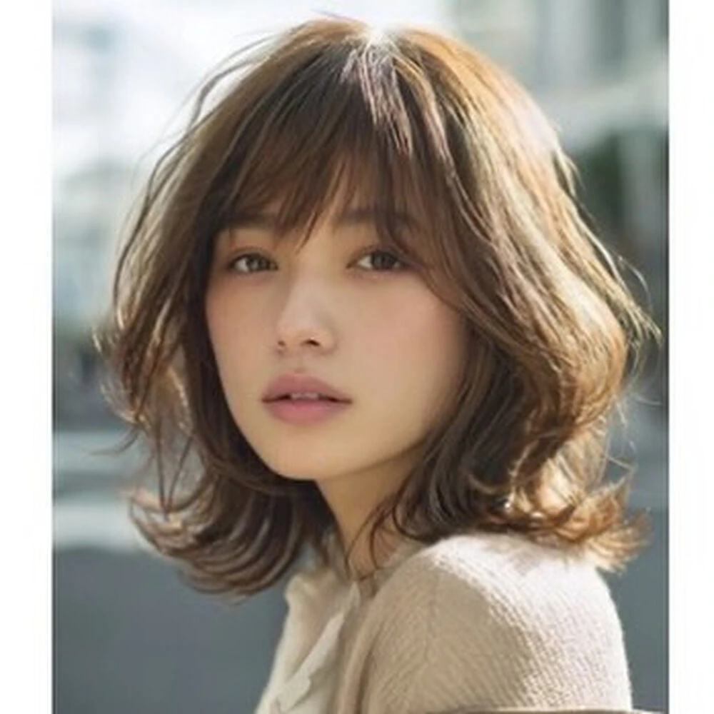 Medium Brown Lob With Side Bangs — Winter Layered Haircuts