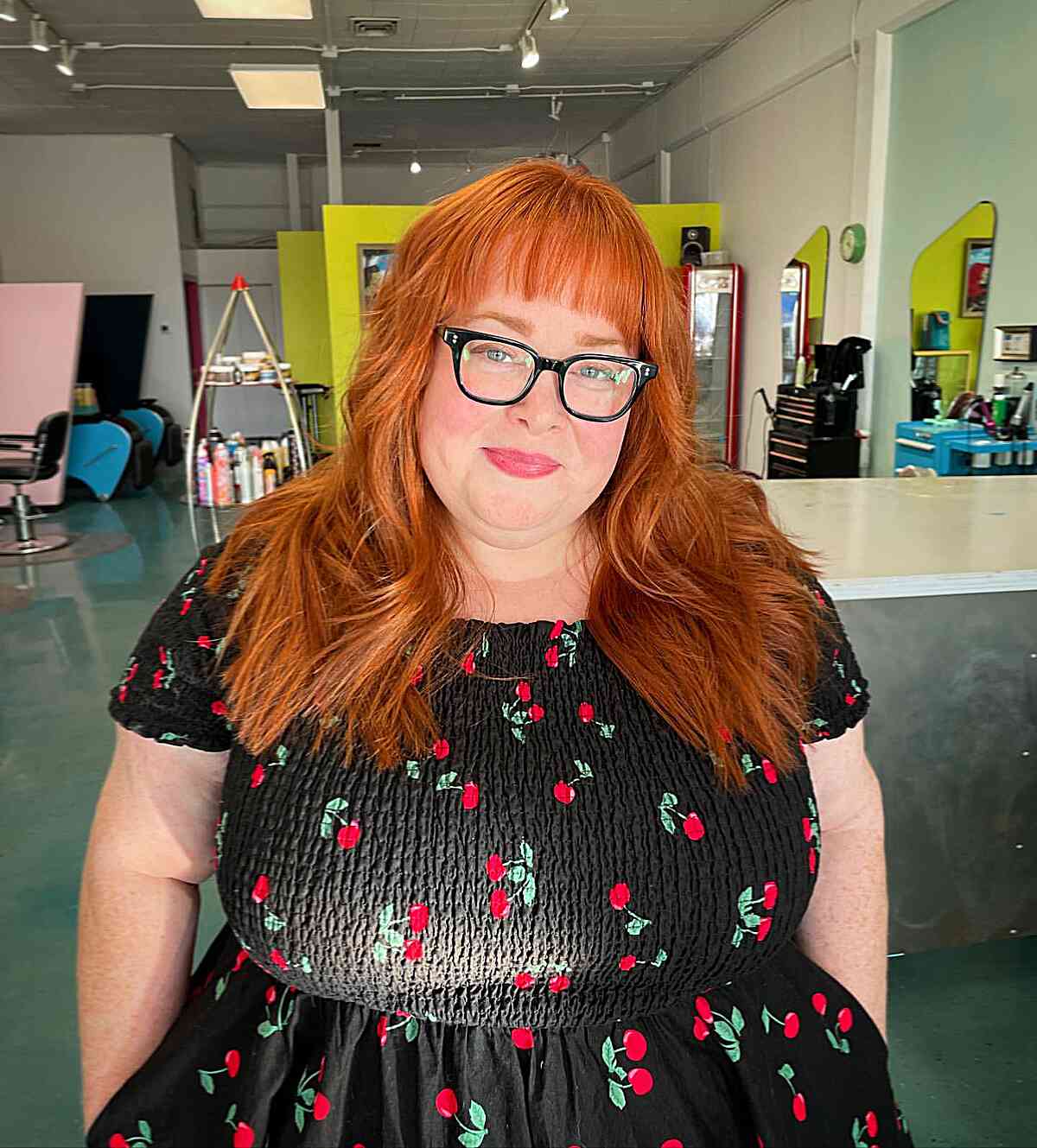 Copper Red Wavy Blowout — Winter Hair Colors for Plus Size Women