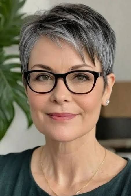 седой с темными прядями Visual Idea — Winter Haircuts for Women Over 70