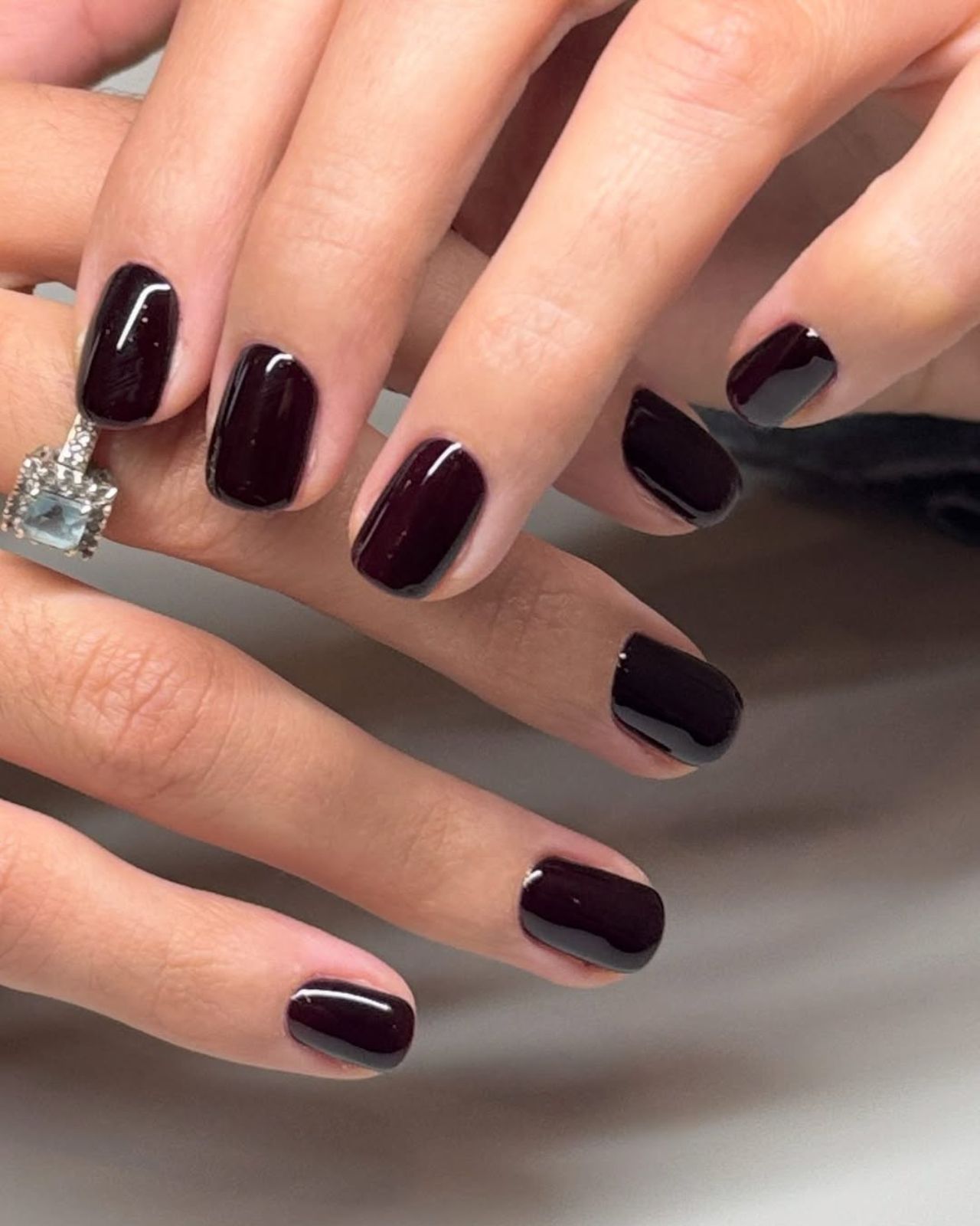Deep Burgundy Short Square Nails Deep Burgundy Short Square Nails — Winter Nail Colors for Women Over 70