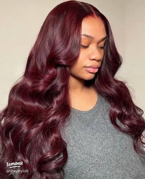 Mid-Back Deep Burgundy Uniform Color Mid-Back Deep Burgundy Uniform Color — Burgundy Hair Color