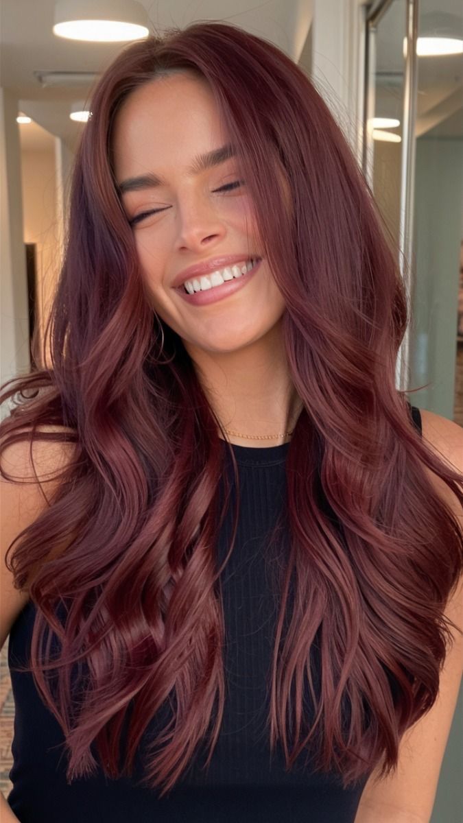 Deep Burgundy All Over — Low Maintenance Winter Hair Colors