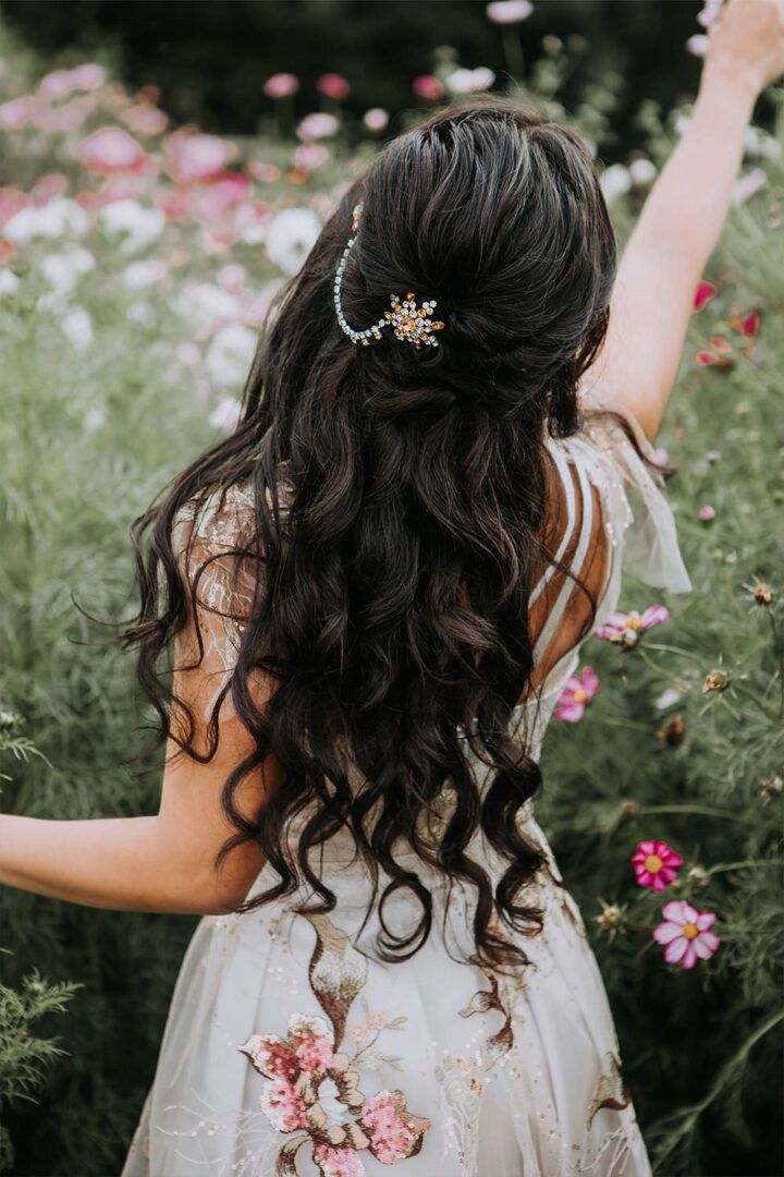 Dark Brown Subtle Highlights Ornate Accessory Dark Brown Subtle Highlights Ornate Accessory — Winter Half Up Half Down Hairstyles
