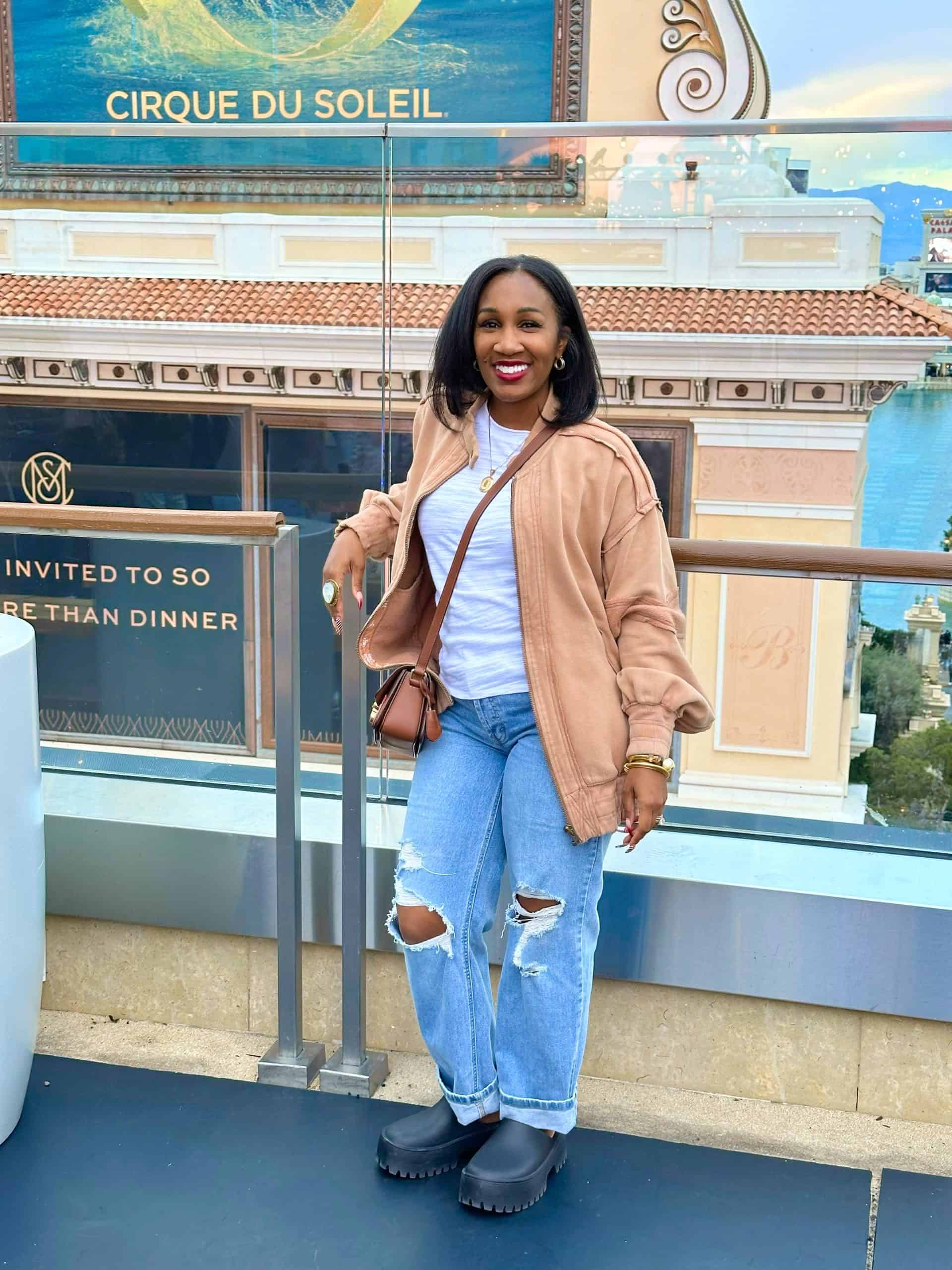 Tan Zip-Up Jacket with Distressed Jeans Tan Zip-Up Jacket with Distressed Jeans — January Outfits