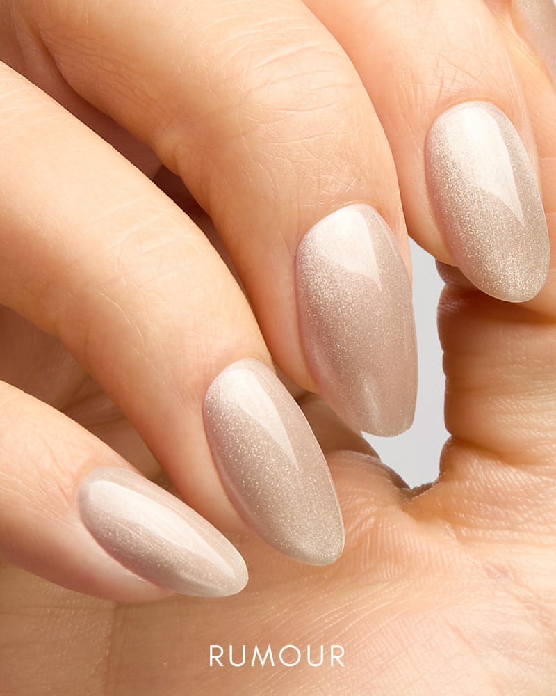Neutral Beige Shimmer Foil Tip Almond Nails Neutral Beige Shimmer Foil Tip Almond Nails — Winter Gel Nail Colors