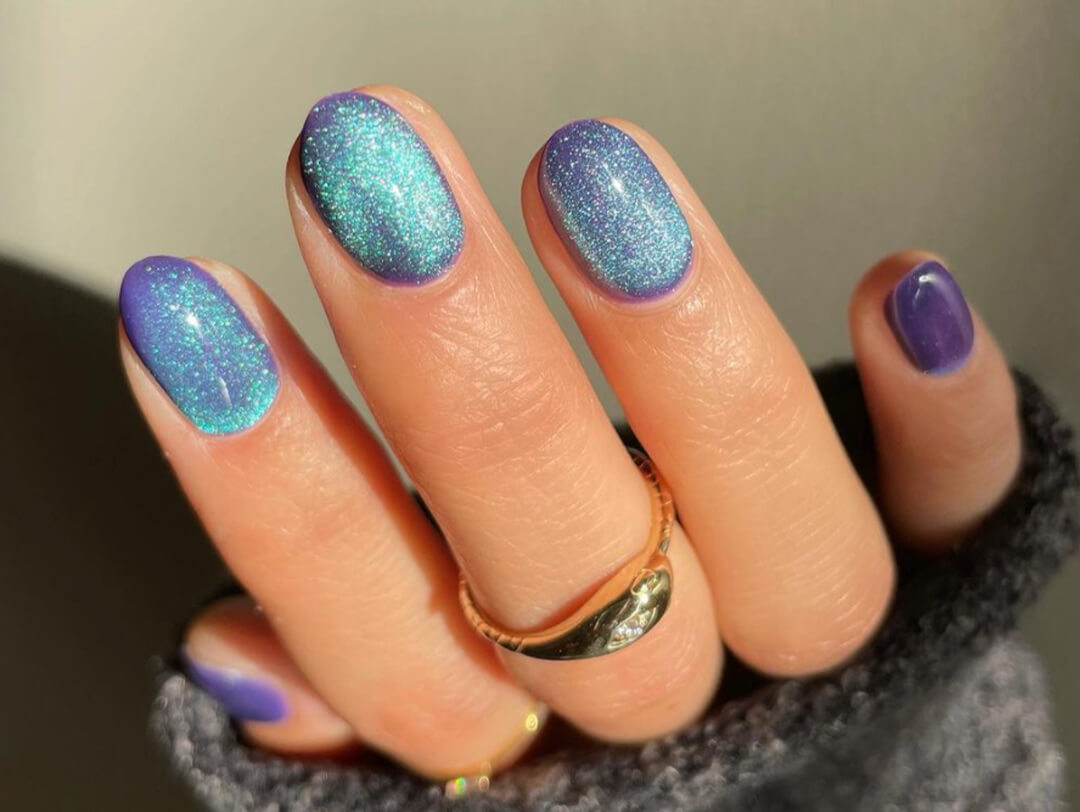 Teal Purple Color Shift Magnetic Cat Eye — Velvet Nails