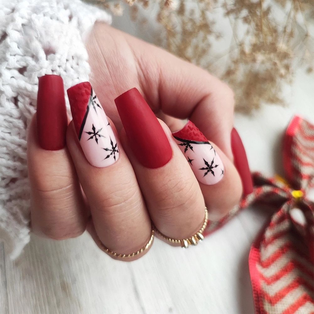 Matte On Red Glossy On Art Visual Idea Matte On Red Glossy On Art Visual Idea — Winter Gel Nails