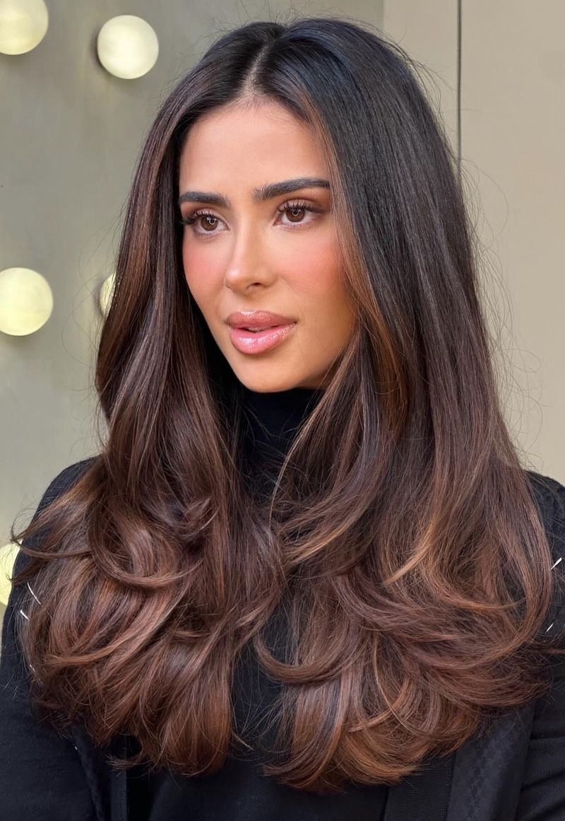 Espresso Brown With Warm Balayage Espresso Brown With Warm Balayage — Espresso Brown Hair