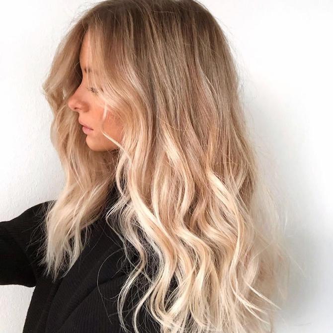 Mid-Back Blonde Balayage In Loose Waves — Aesthetic Dye Hair