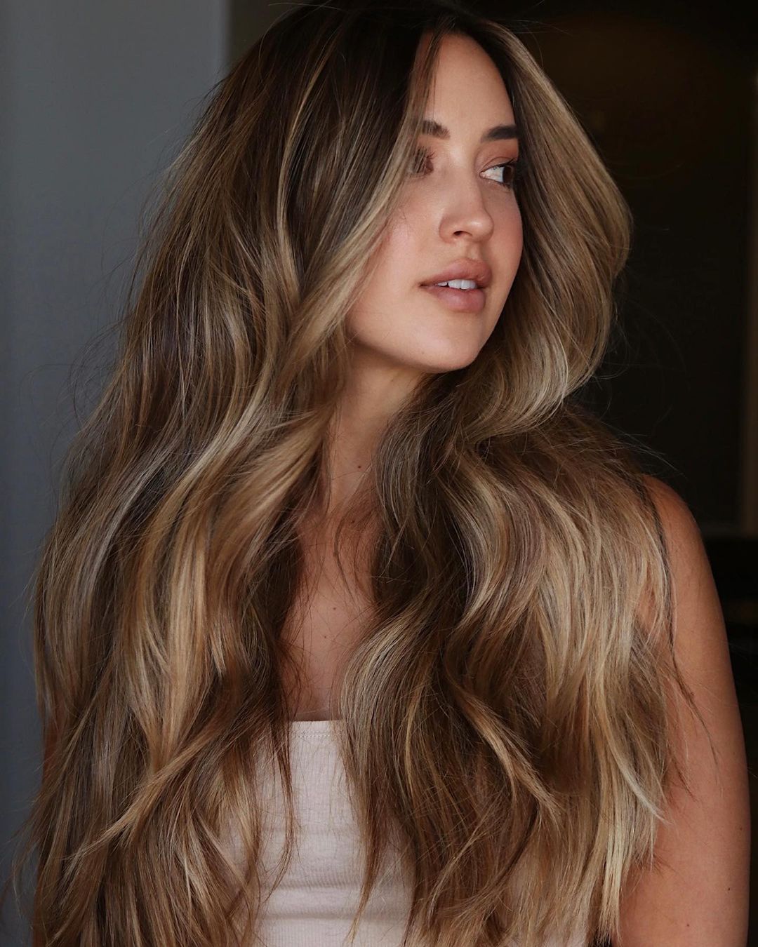 Mid-Back Bronde Balayage In A Blowout — Aesthetic Dye Hair