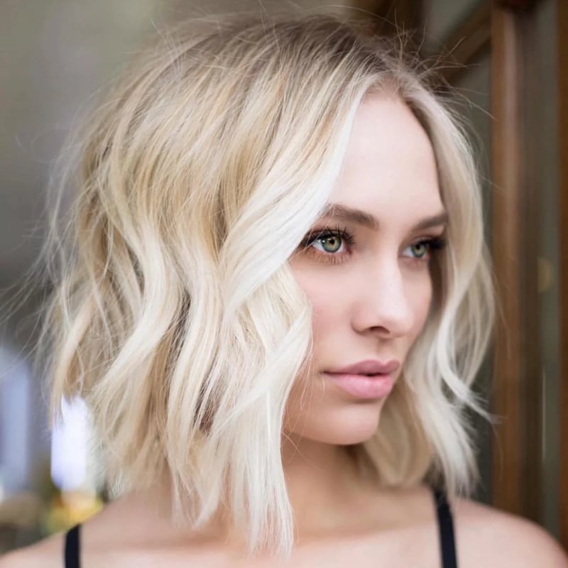 Platinum Blonde Bob With Root Shadow Platinum Blonde Bob With Root Shadow — Aesthetic Thin Hair