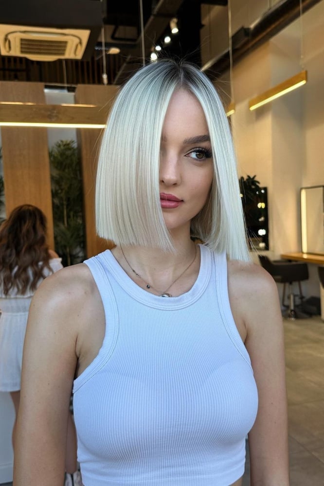 Ash Blonde Bob With Dark Roots Ash Blonde Bob With Dark Roots — Aesthetic Thin Hair