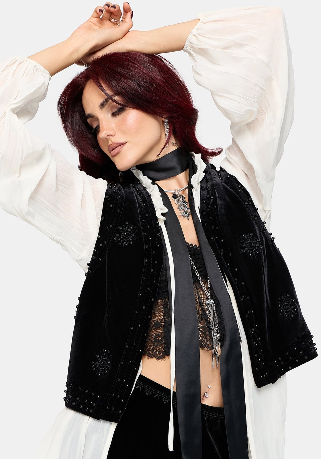 Gothic Ensemble With A Studded Velvet Vest — Alt Style