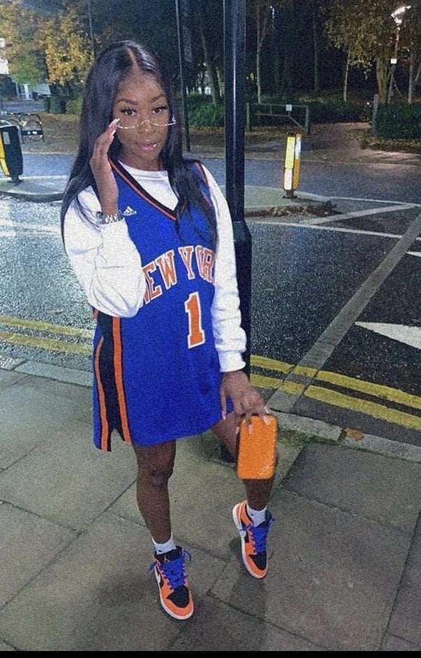 Basketball Jersey Dress With Long Sleeve and High Tops Basketball Jersey Dress With Long Sleeve and High Tops — Basketball Game Outfits